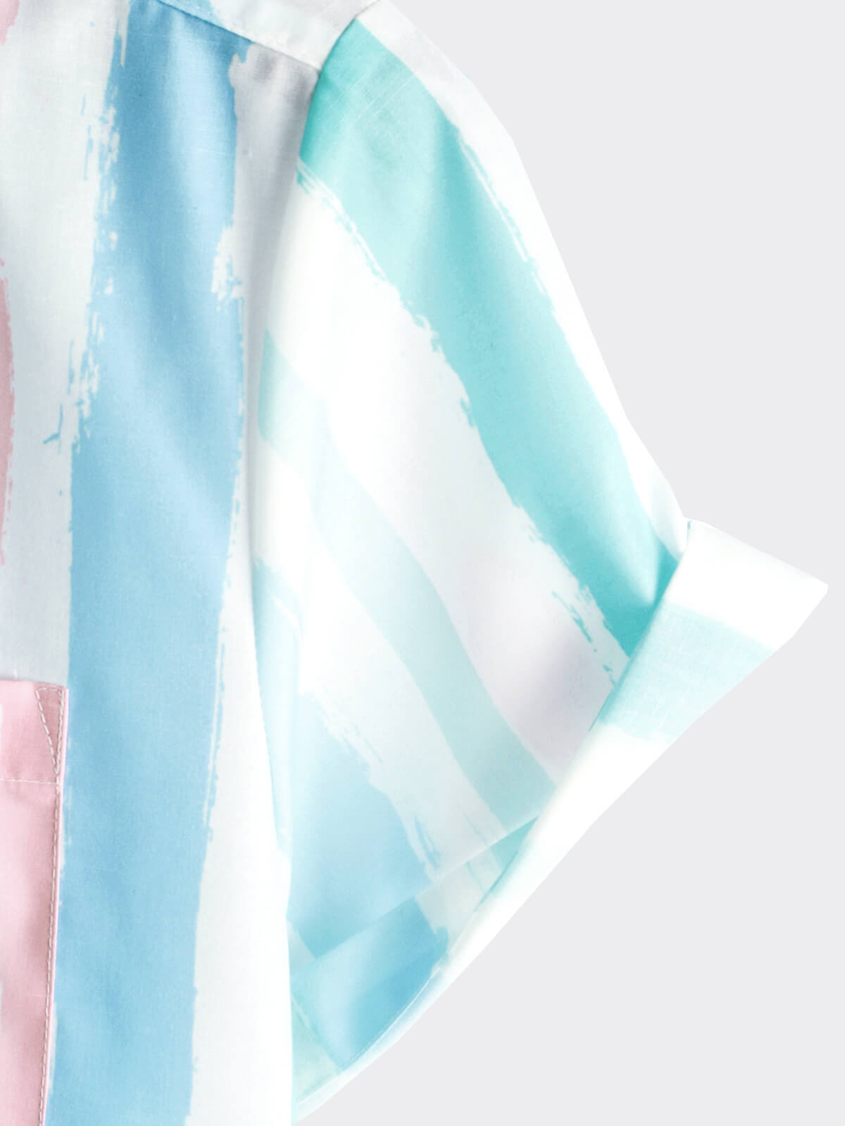 Camicia da uomo a righe blu e rosa per l'estate con maniche corte