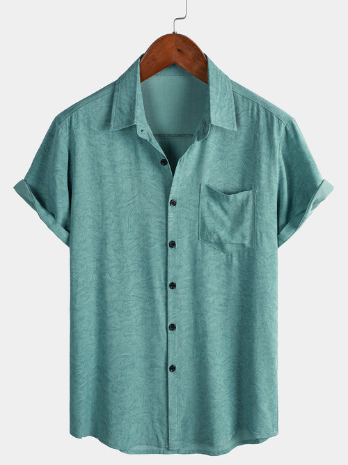 Camicia casual estiva verde da uomo in stile vintage con maniche – camicie casual da uomo | Erminia Boutique Bologna