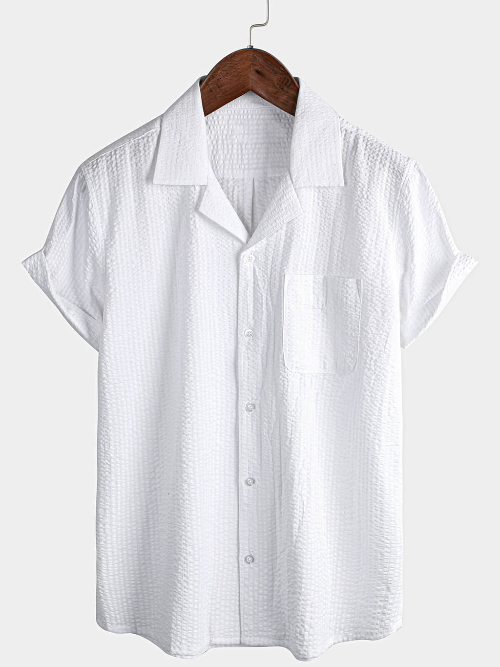 Camicia estiva da uomo a maniche corte, in cotone, con taschino