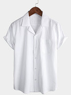 Camicia estiva da uomo a maniche corte, in cotone, con taschino