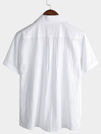Camicia estiva da uomo a maniche corte, in cotone, con taschino