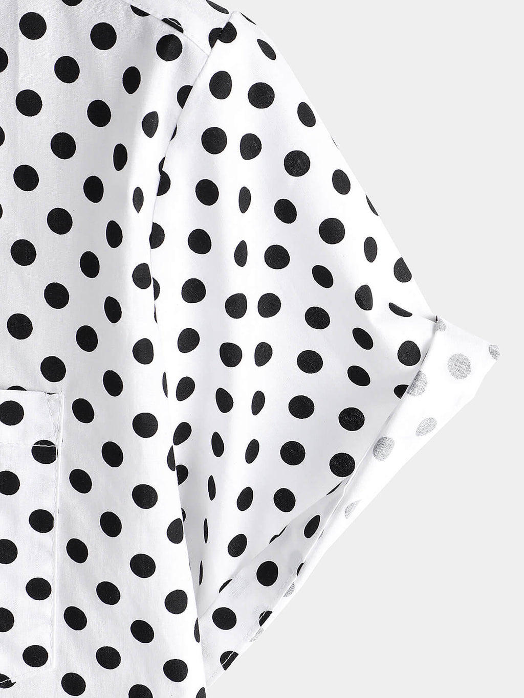 Camicia estiva da uomo in cotone a pois bianchi con maniche corte e taschino