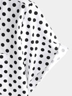 Camicia estiva da uomo in cotone a pois bianchi con maniche corte e taschino