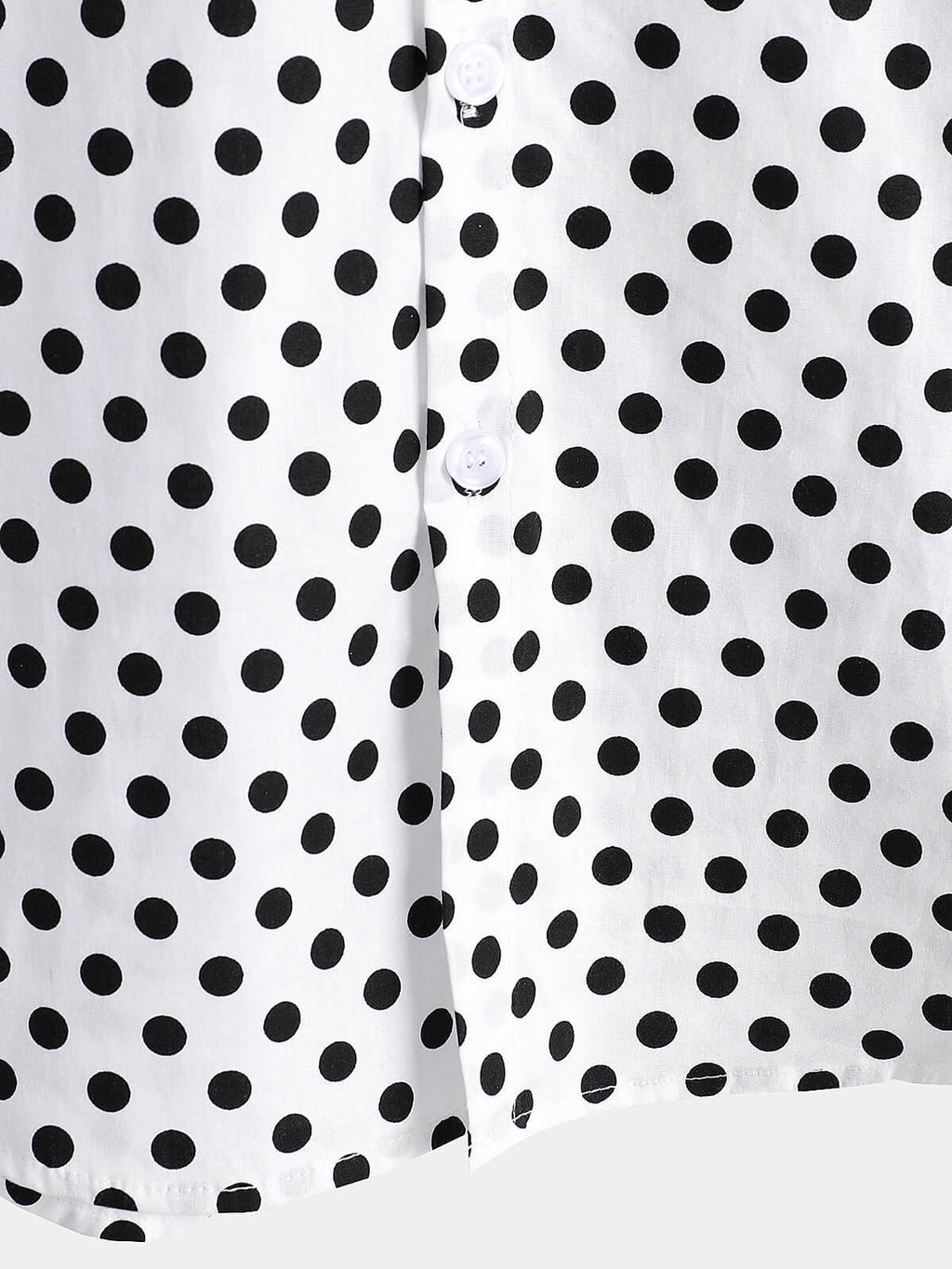 Camicia estiva da uomo in cotone a pois bianchi con maniche corte e taschino