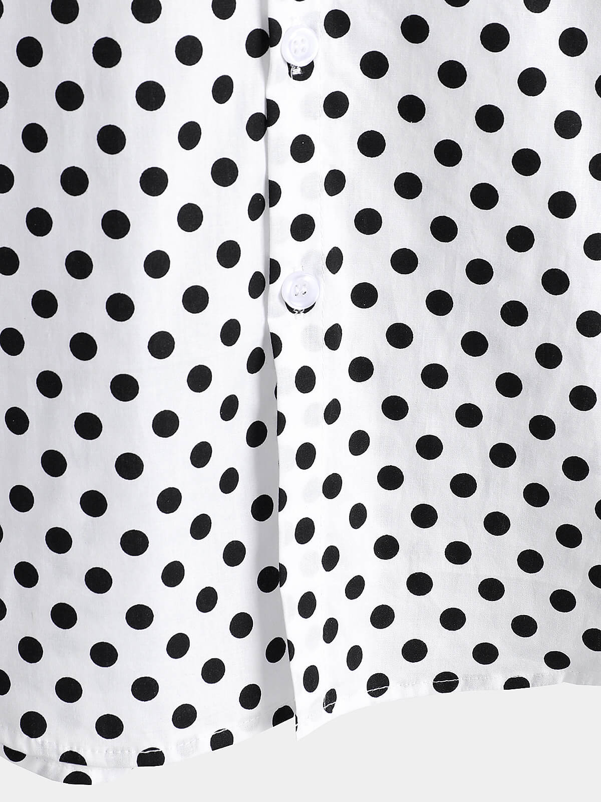 Camicia estiva da uomo in cotone a pois bianchi con maniche corte e taschino