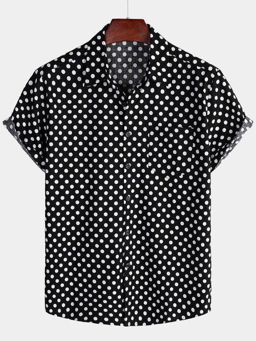 Camicia da Uomo in Cotone a Maniche Corte con Pois Neri per l'Estate – camicie casual da uomo | Erminia Boutique Bologna