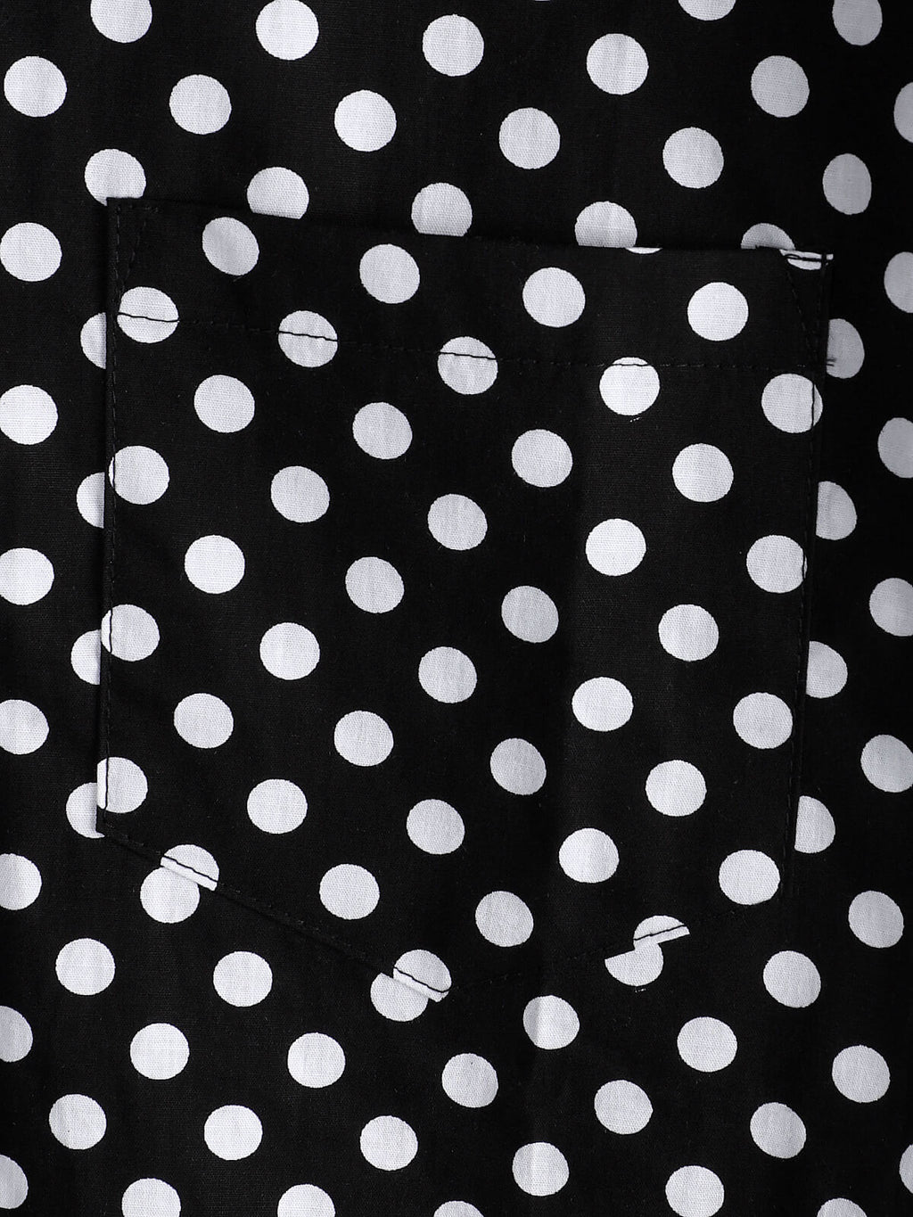 Camicia da Uomo in Cotone a Maniche Corte con Pois Neri per l'Estate con Tasca