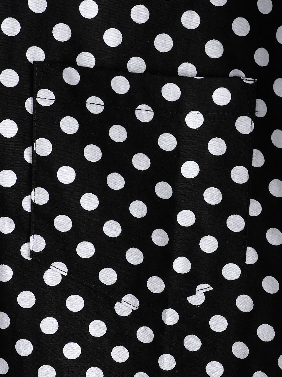 Camicia da Uomo in Cotone a Maniche Corte con Pois Neri per l'Estate con Tasca