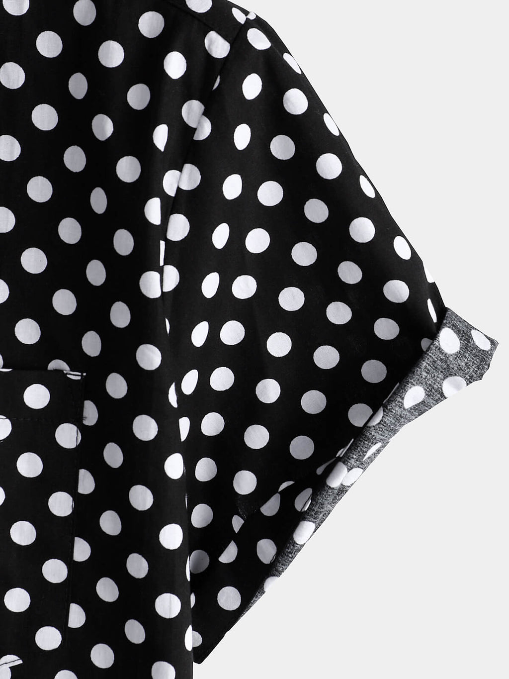 Camicia da Uomo in Cotone a Maniche Corte con Pois Neri per l'Estate con Tasca