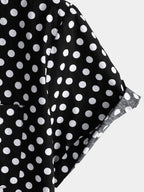 Camicia da Uomo in Cotone a Maniche Corte con Pois Neri per l'Estate con Tasca