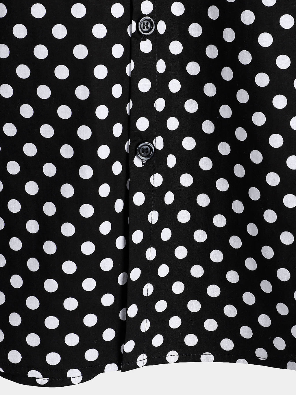 Camicia da Uomo in Cotone a Maniche Corte con Pois Neri per l'Estate con Tasca