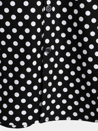 Camicia da Uomo in Cotone a Maniche Corte con Pois Neri per l'Estate con Tasca