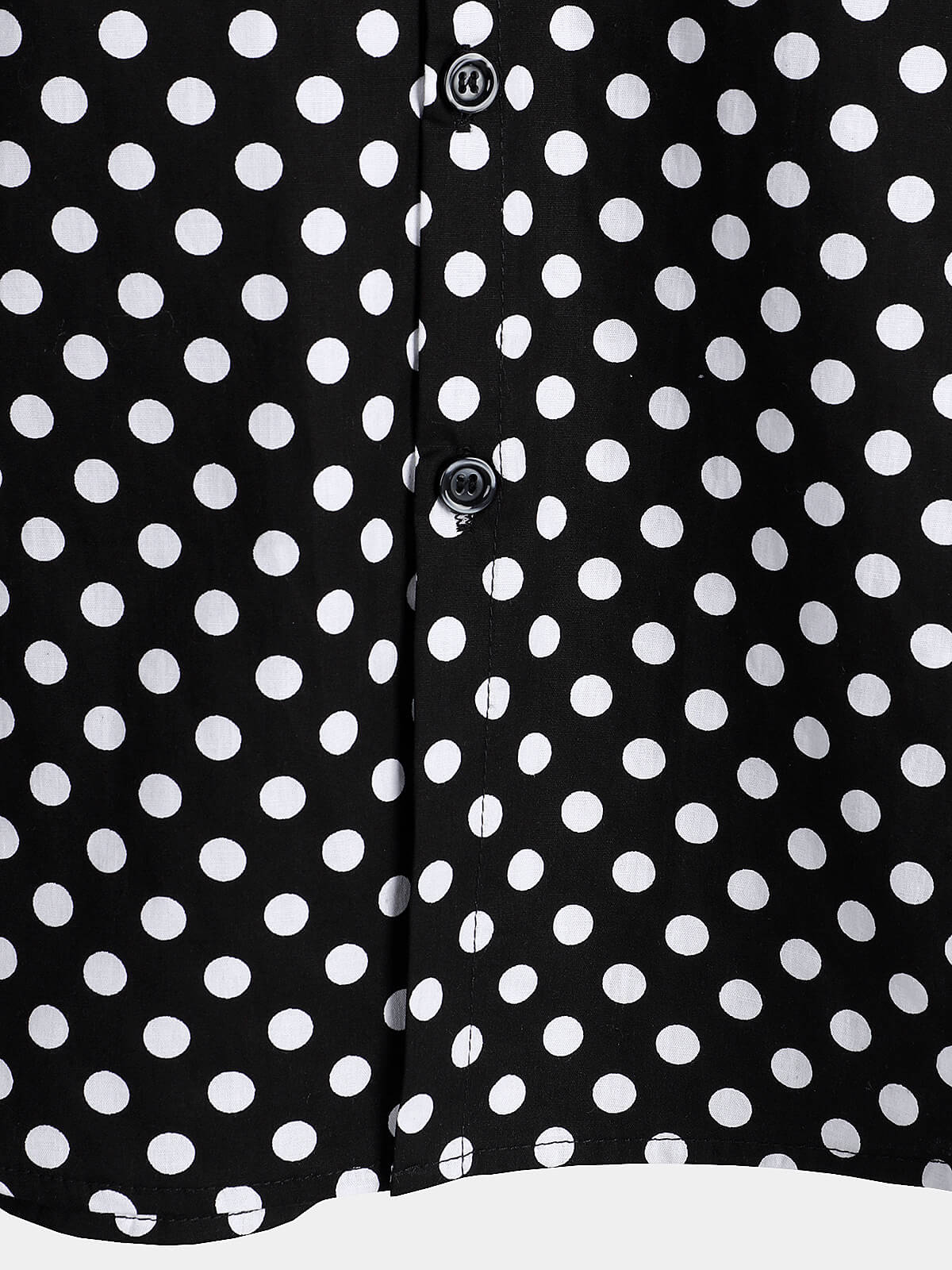 Camicia da Uomo in Cotone a Maniche Corte con Pois Neri per l'Estate con Tasca