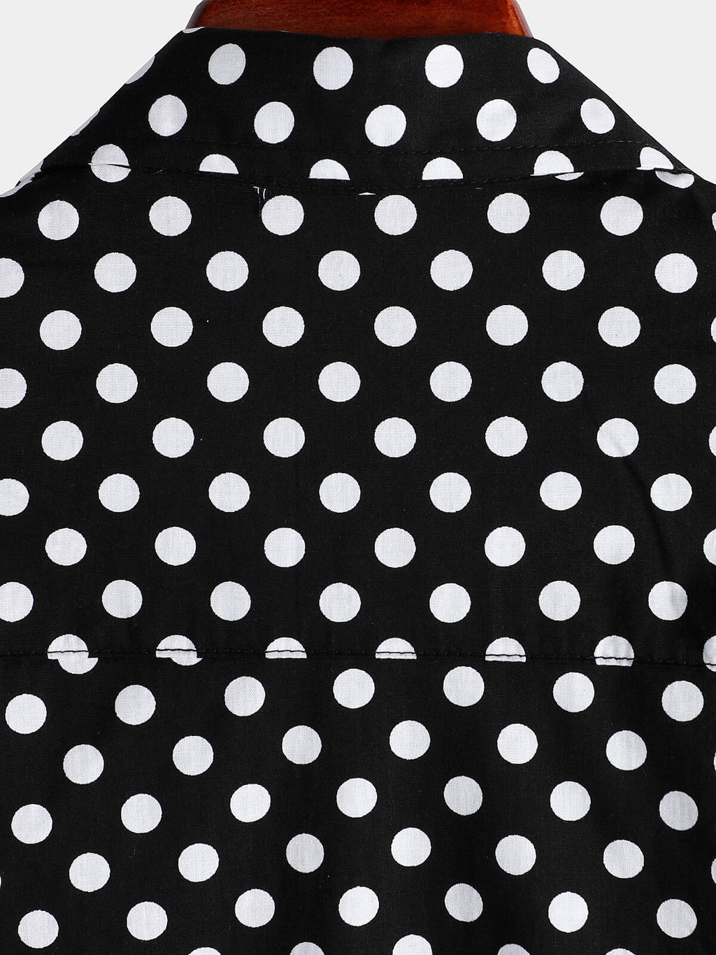 Camicia da Uomo in Cotone a Maniche Corte con Pois Neri per l'Estate con Tasca