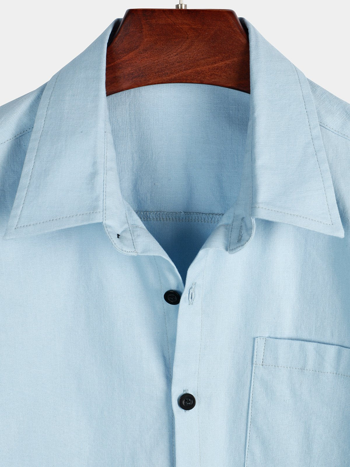 Camicia da uomo a maniche corte in lino e cotone di colore uniforme