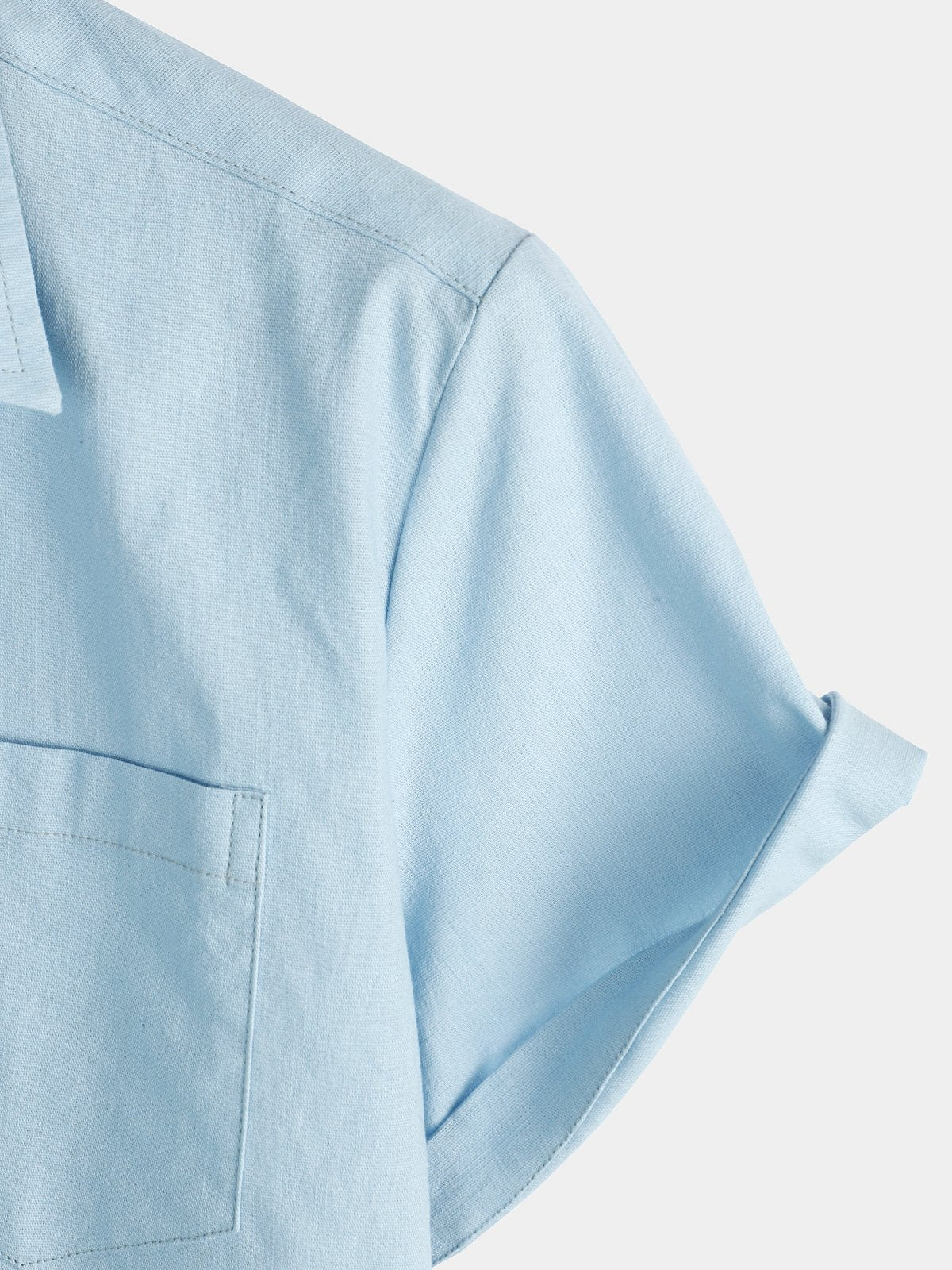 Camicia da uomo a maniche corte in lino e cotone di colore uniforme