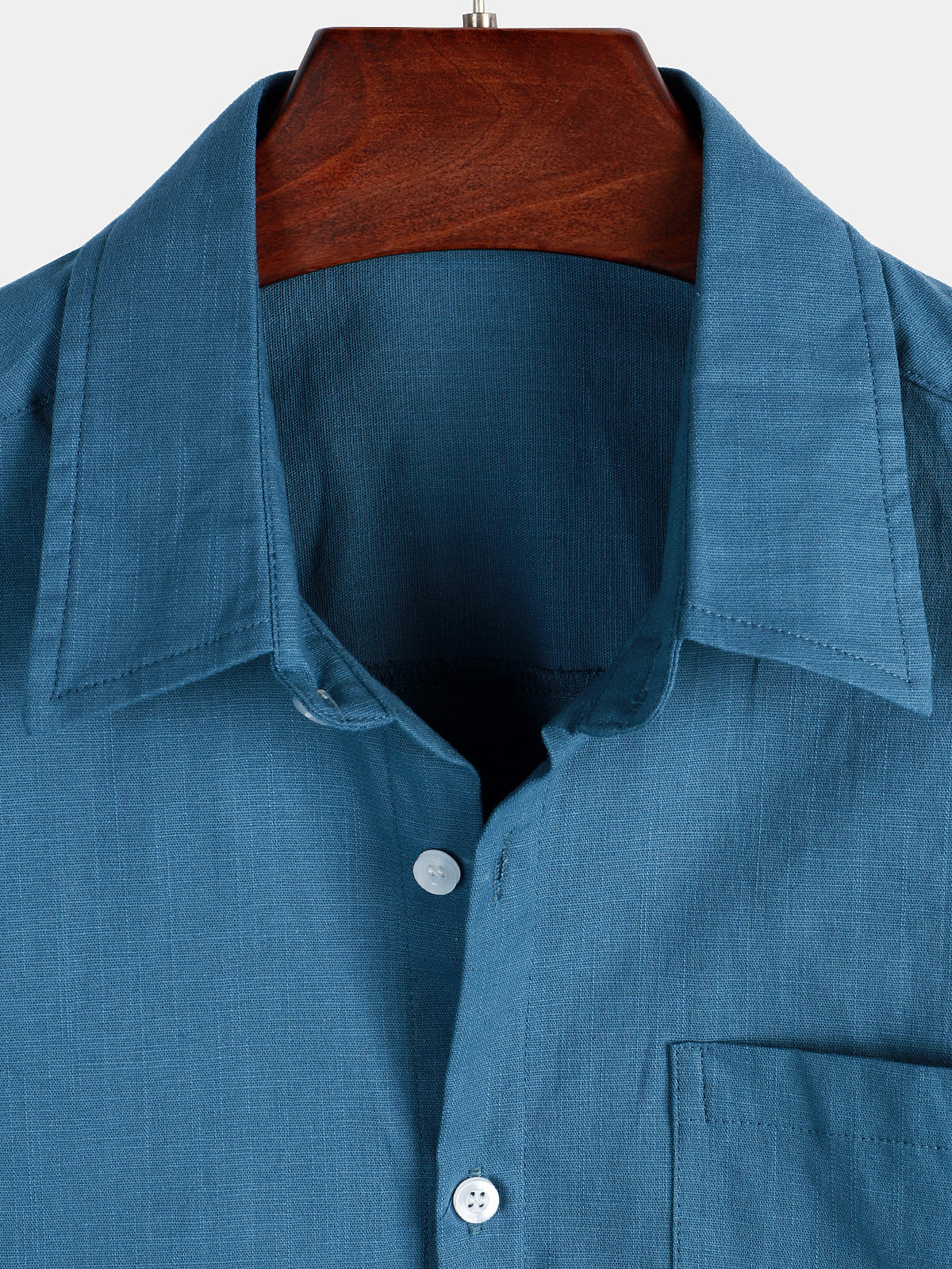 Camicia da uomo a maniche corte in lino e cotone di colore uniforme