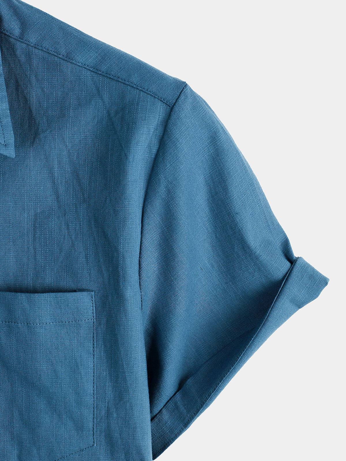 Camicia da uomo a maniche corte in lino e cotone di colore uniforme