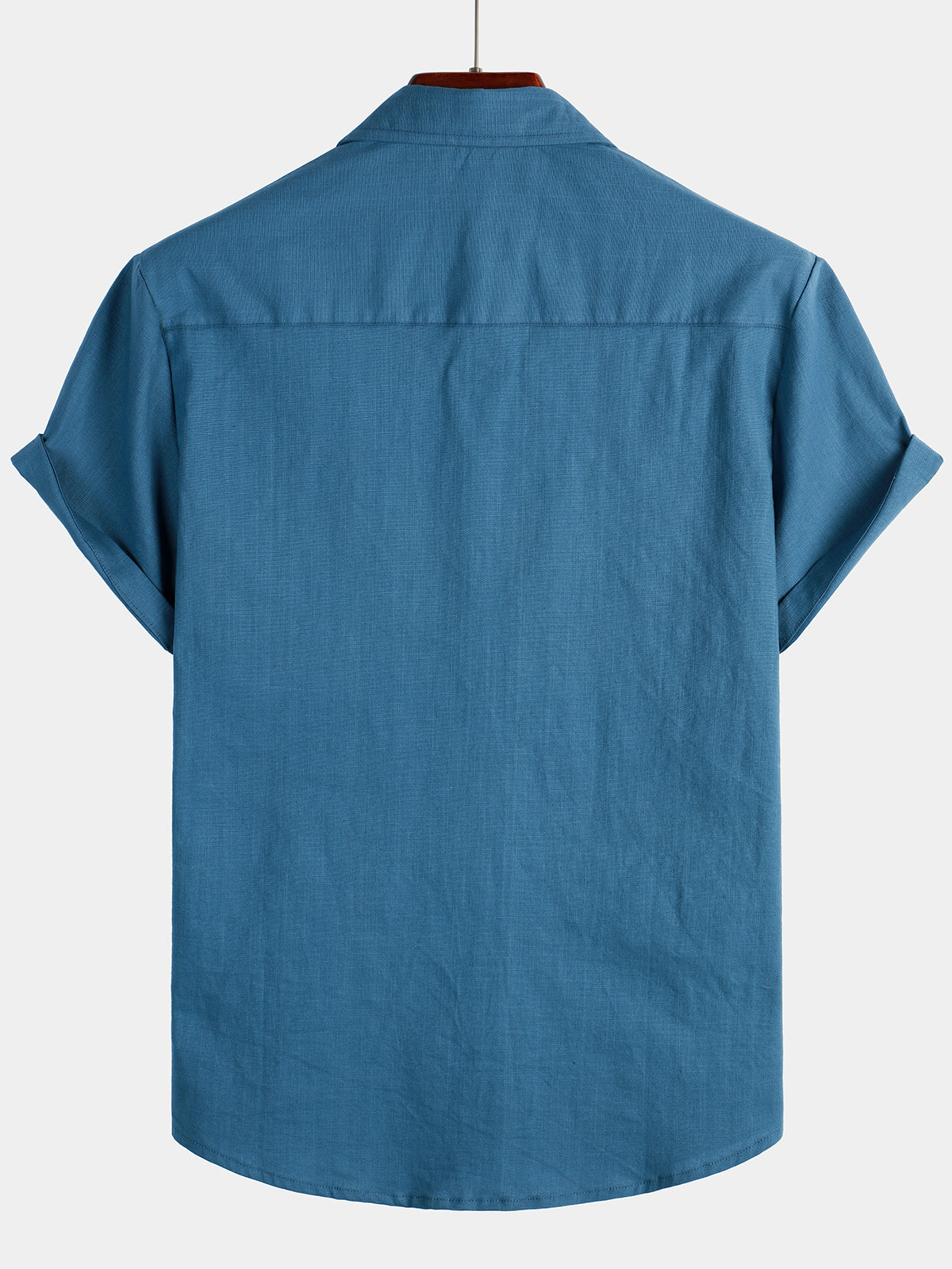 Camicia da uomo a maniche corte in lino e cotone di colore uniforme