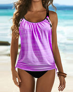 Aleksandra - Tankini monocolore con motivo leopardato