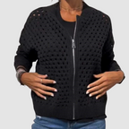 Eliana | Cardigan traforato con zip – cardigan traforato da donna | Erminia Boutique Bologna