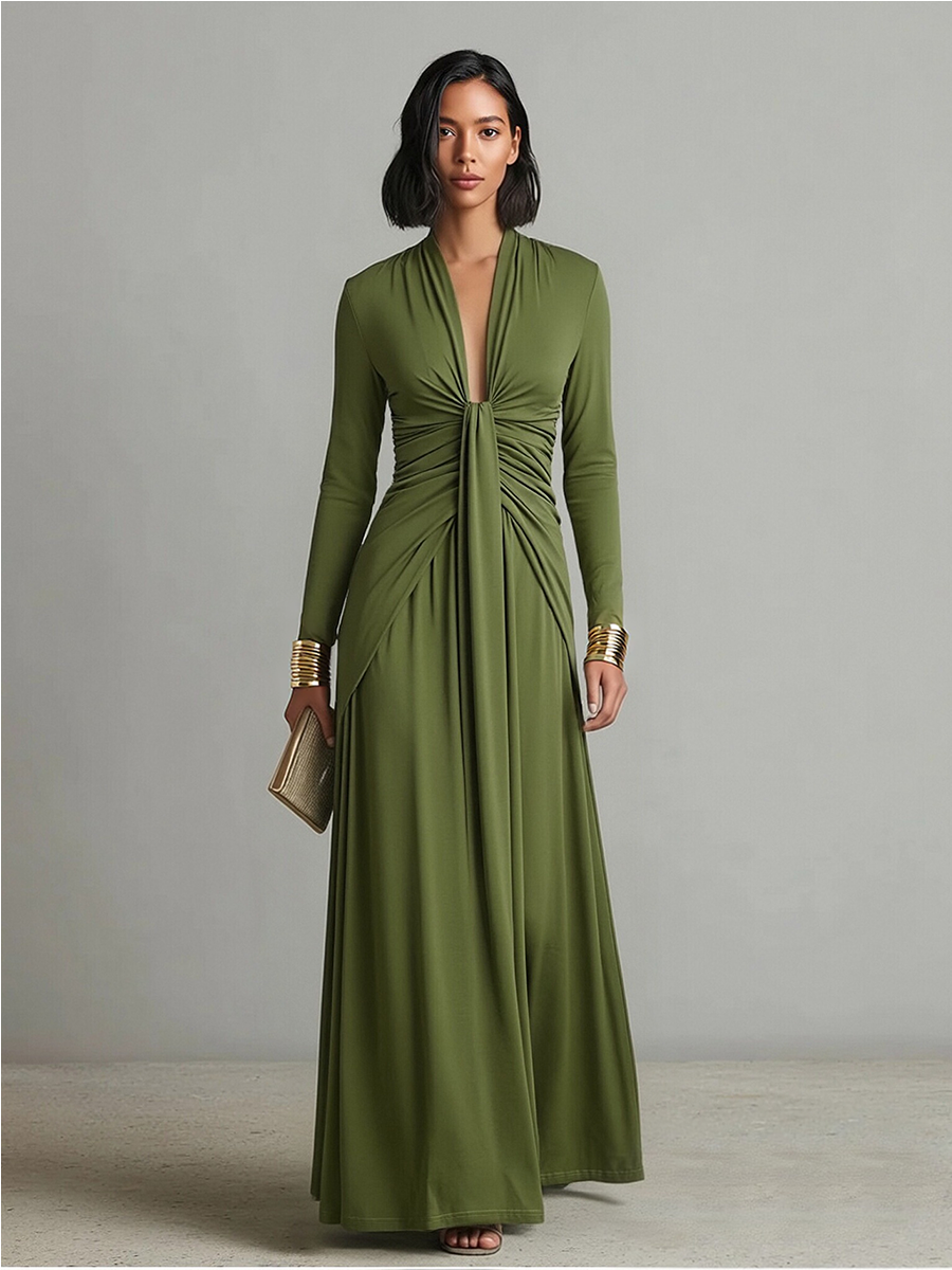 Zofia – Abito Maxi Elegante con Drappeggio