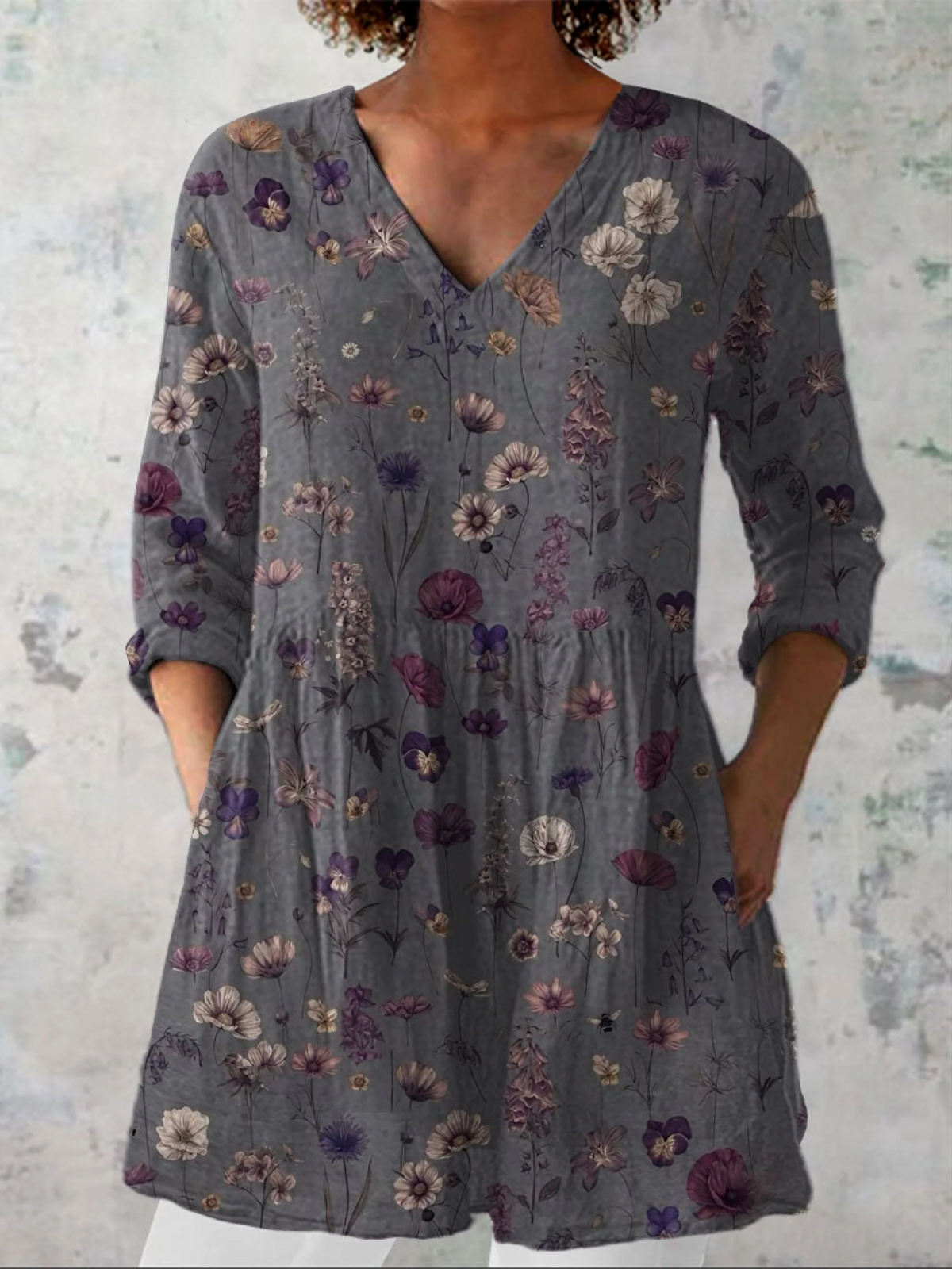 Aurelia - Blusa con Maniche Lunghe e Scollatura a V