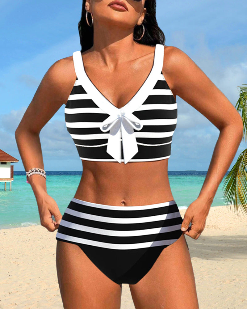 Klaudia - Bikini a righe con vita alta