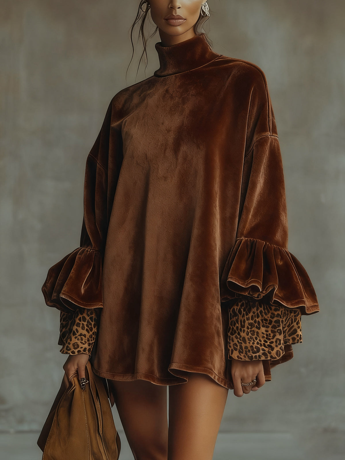 Lena – vestito mini in velluto con stampa leopardata