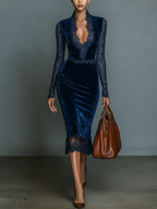Katarzyna – Abito Midi in Pizzo con Scollo a V