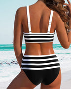 Klaudia - Bikini a righe con vita alta