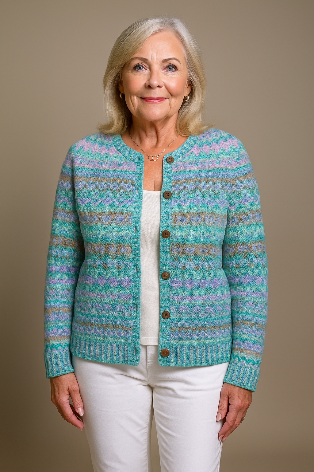 Gina | Cardigan turchese a righe – cardigan a righe da donna | Erminia Boutique Bologna