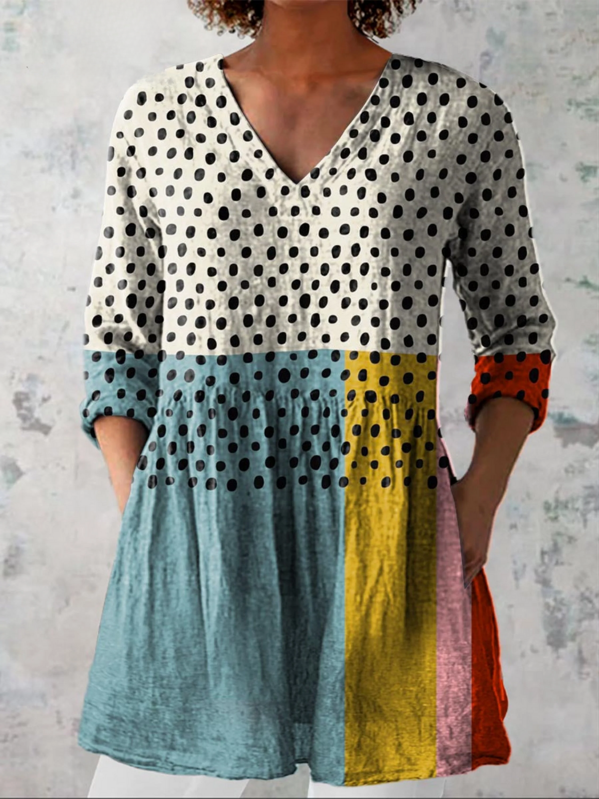 Walentyna - Blusa Lunga con Scollatura a V