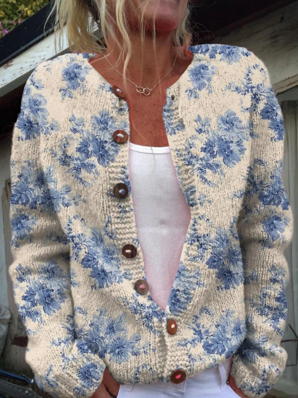Nadia | Cardigan fantasia a fiori – cardigan a fiori da donna | Erminia Boutique Bologna