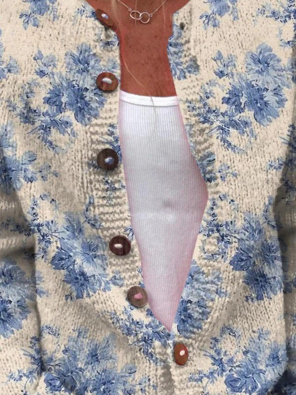Nadia | Cardigan fantasia a fiori – cardigan a fiori da donna | Erminia Boutique Bologna