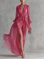 Amelia – Abito Maxi Fluttuante con Spacco