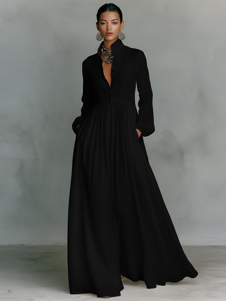 Antonina – Abito Maxi Elegante con Fondo Plissettato