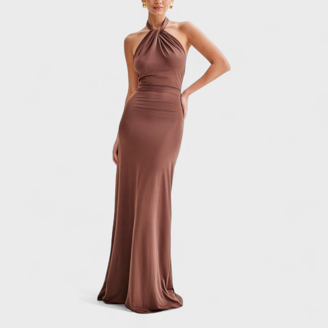 Klara – Abito in seta Křivková con scollo halter