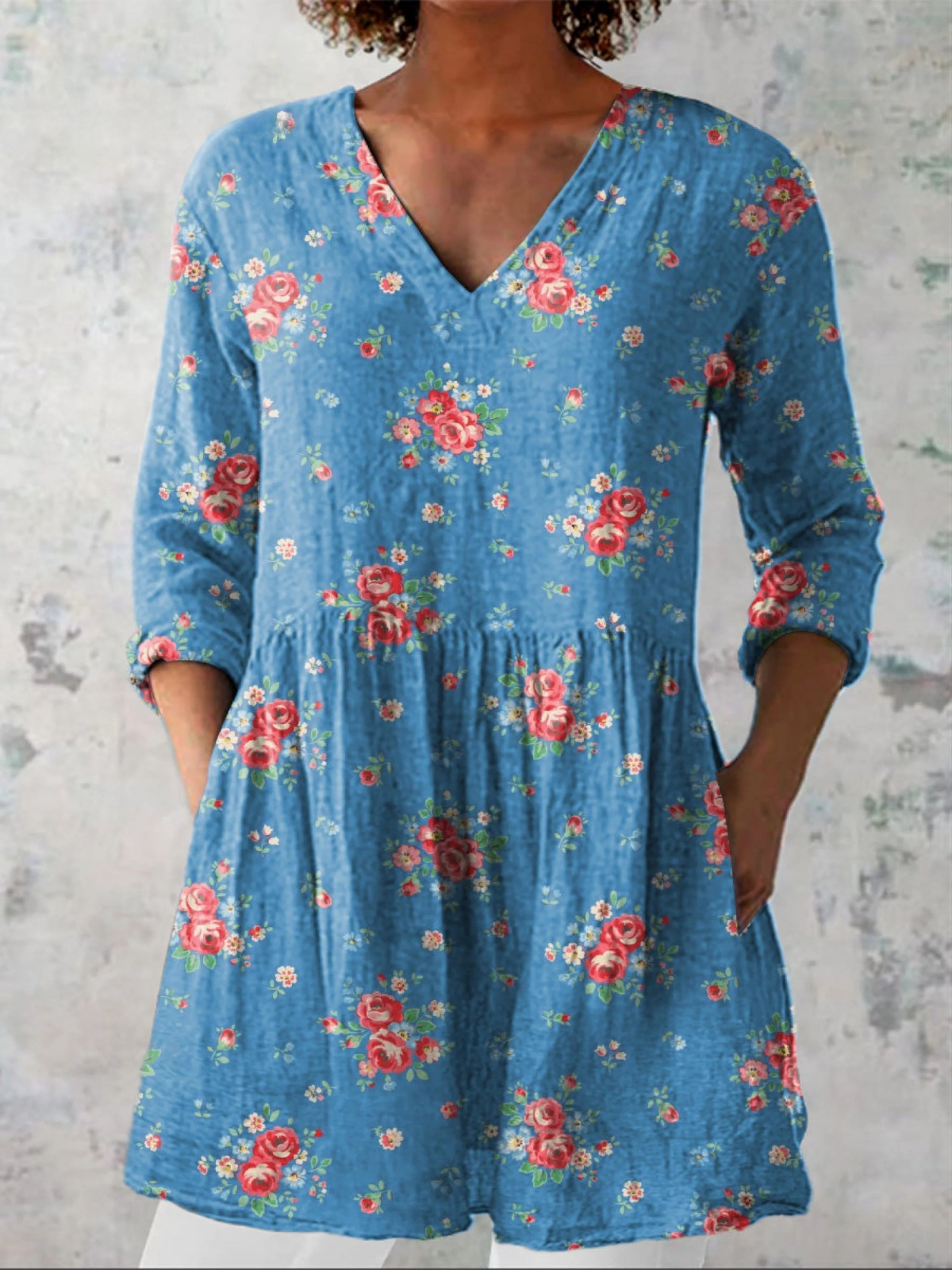 Melania - Blusa Lunga con Scollo a V