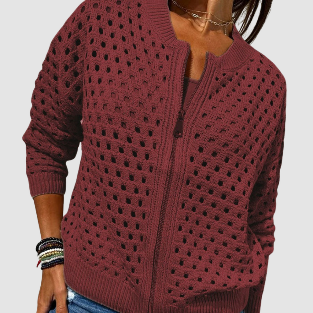 Eliana | Cardigan traforato con zip – cardigan traforato da donna | Erminia Boutique Bologna