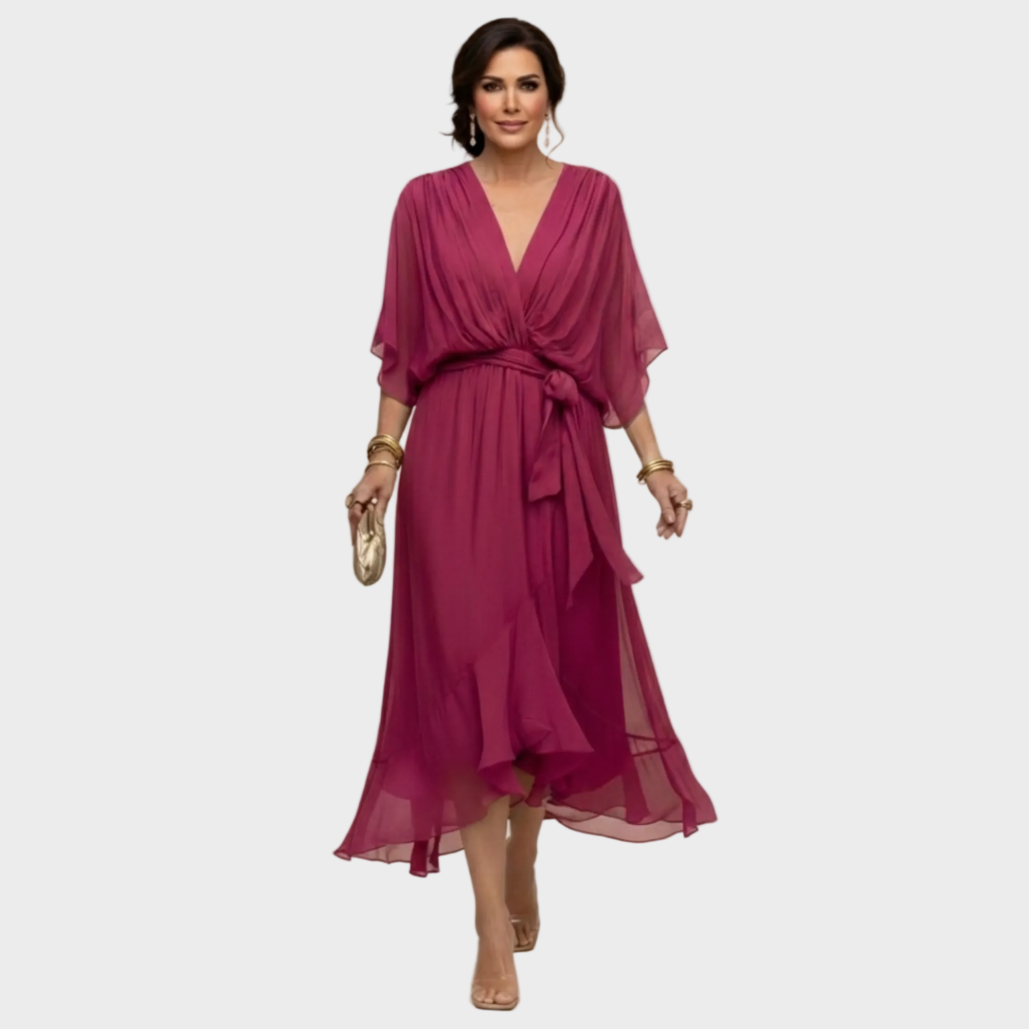 Monica Chiffon - Vestito con scollatura a V