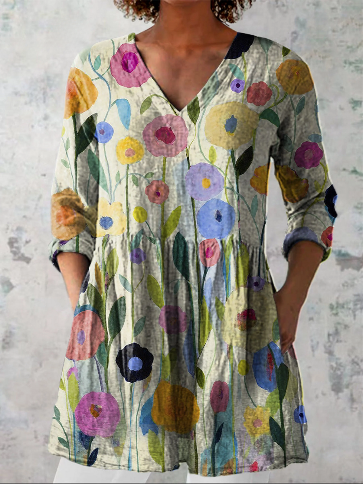 Ludwika - Blusa Lunga con Scollatura a V