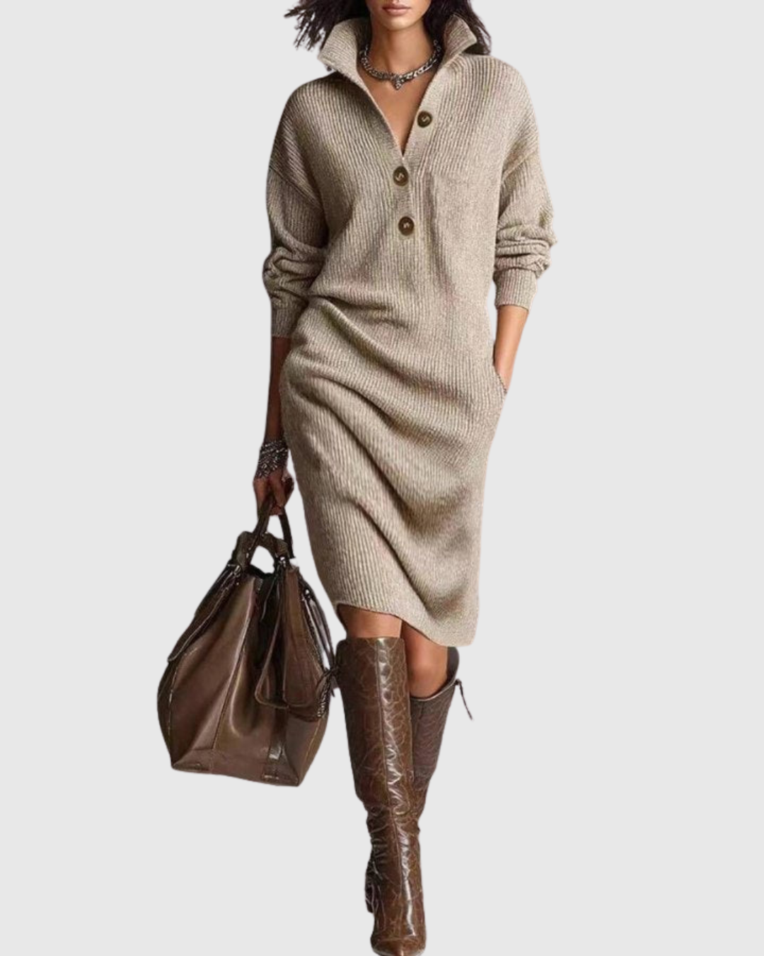 Amelia - Abito Midi in Lana Pura per l'Inverno