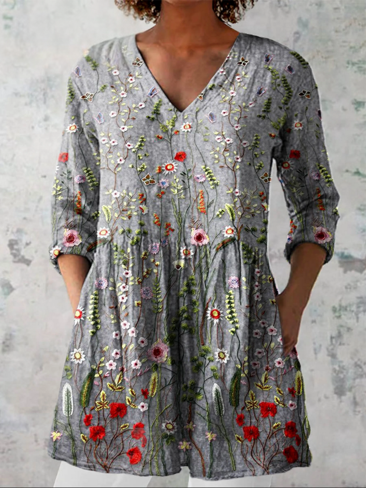 Amelia - Blusa Lunga con Scollatura a V