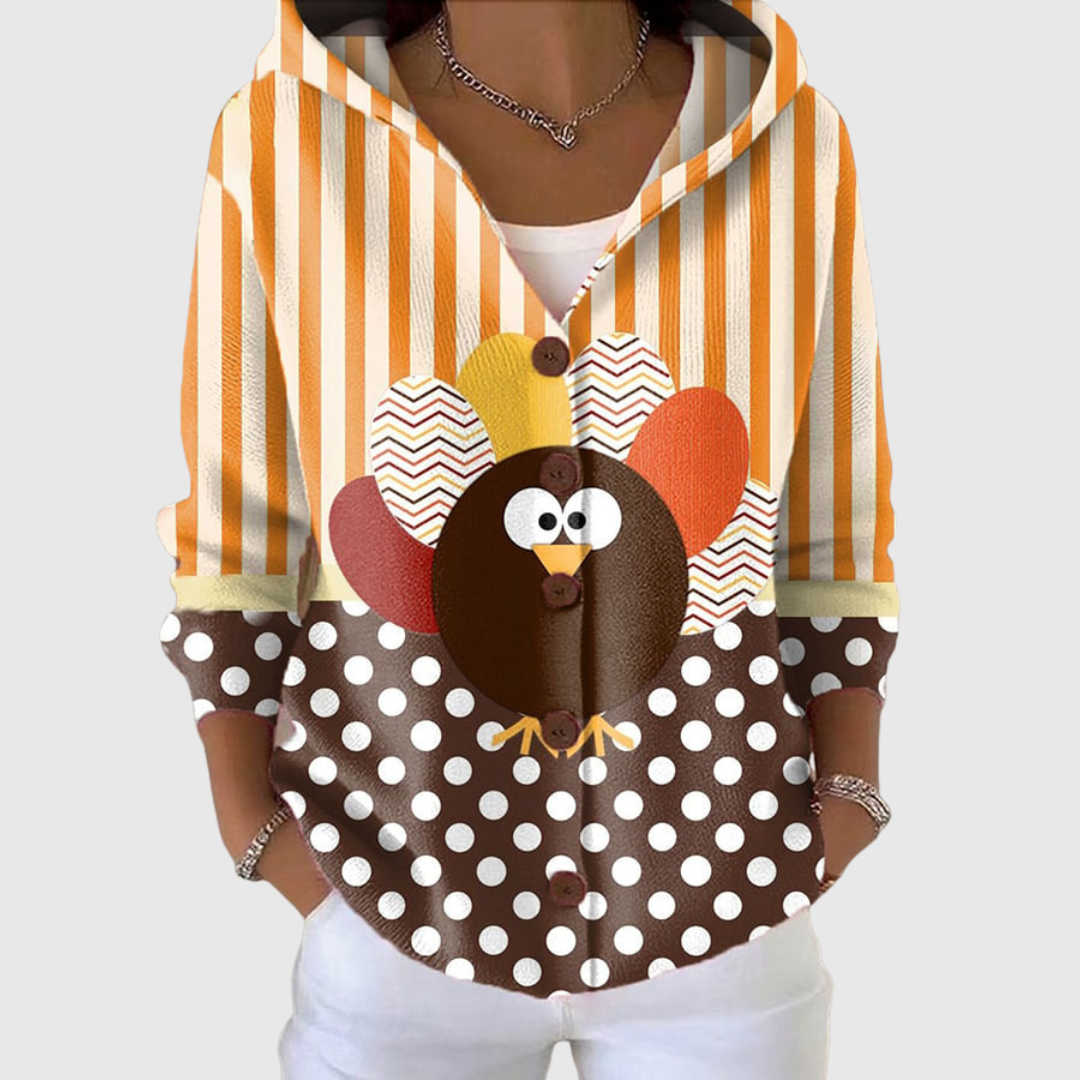 Beata - Comodo cardigan in maglia con cappuccio