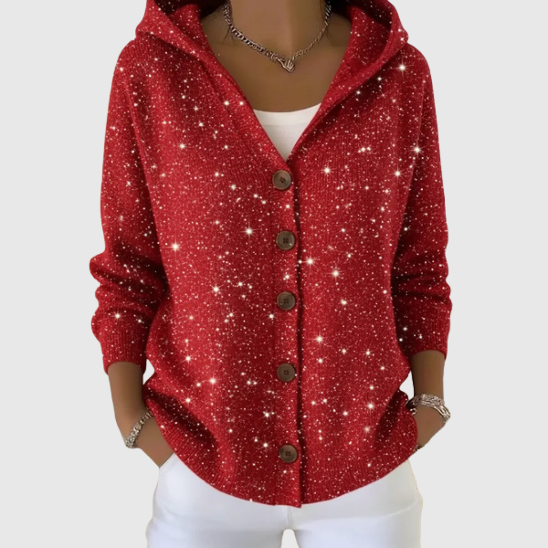 Elżbieta - Cardigan in maglia comodo con cappuccio
