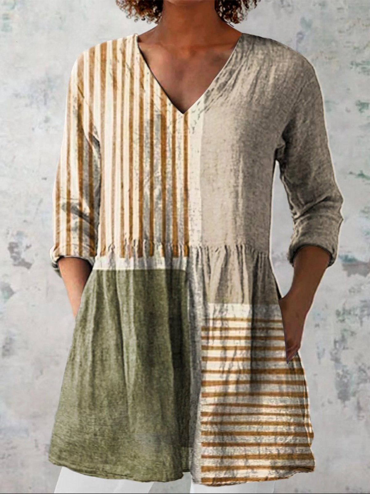 Kamila - Blusa Lunga con Scollatura a V