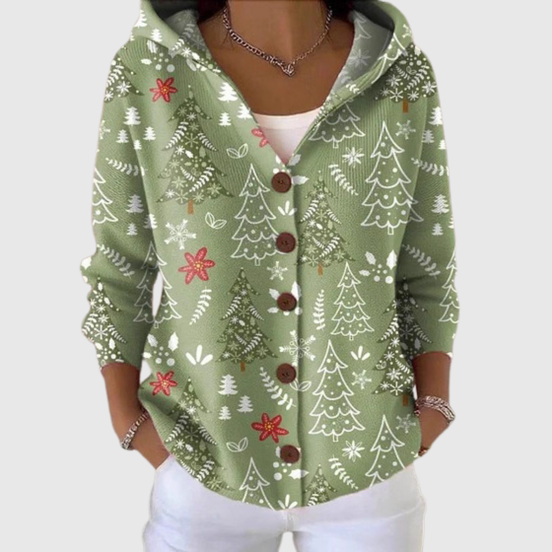 Katarzyna - Cardigan in maglia comodo con cappuccio