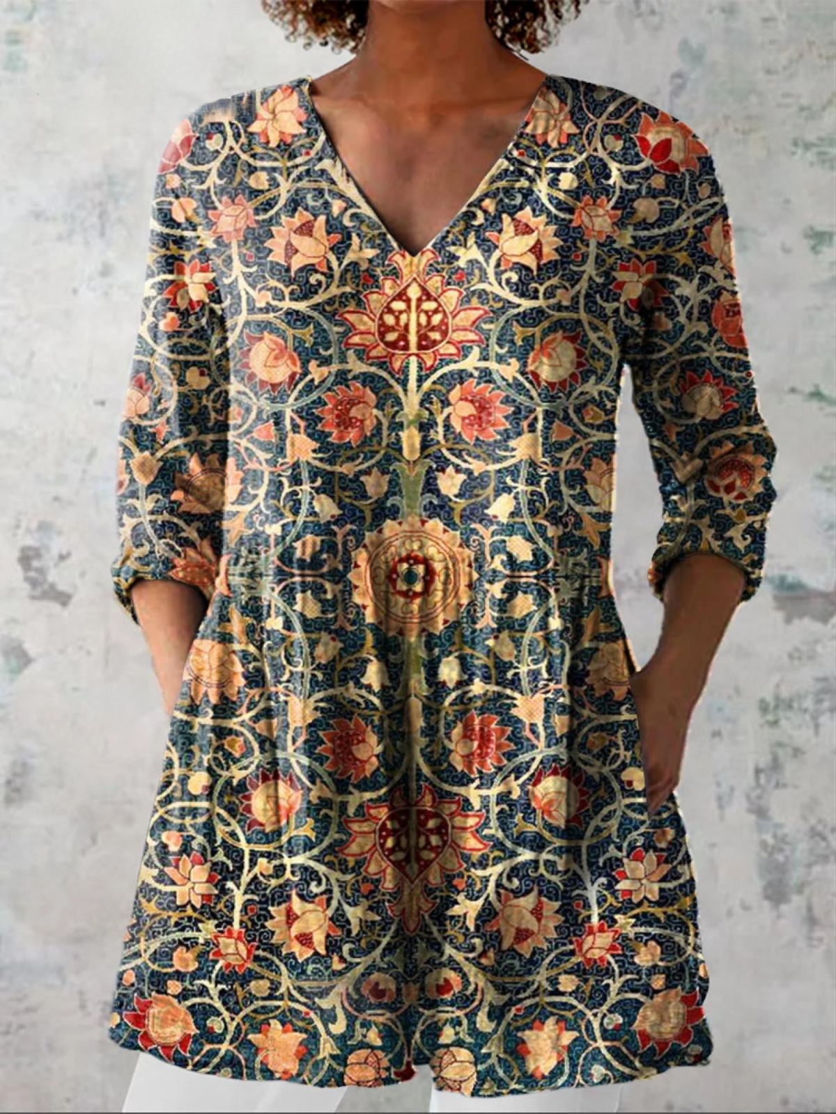 Celina - Blusa Lunga con Scollatura a V