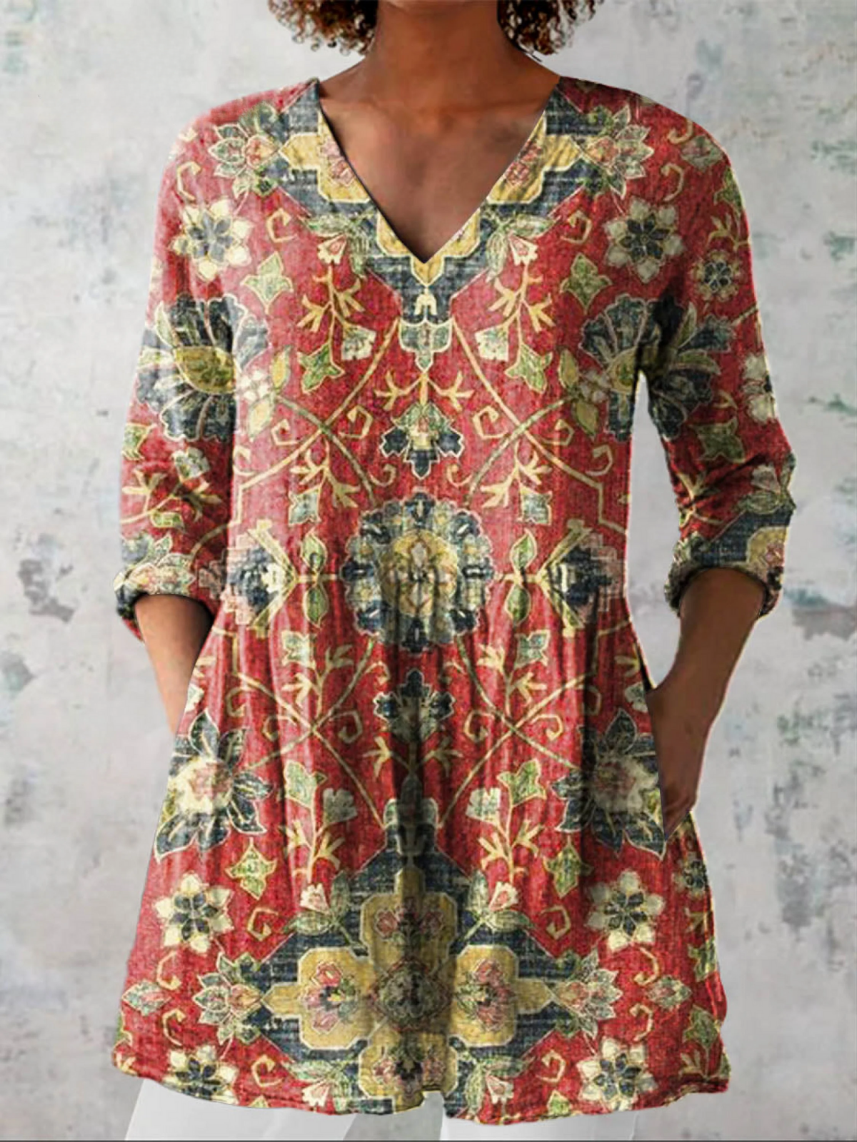 Liliana - Blusa Lunga con Scollo a V